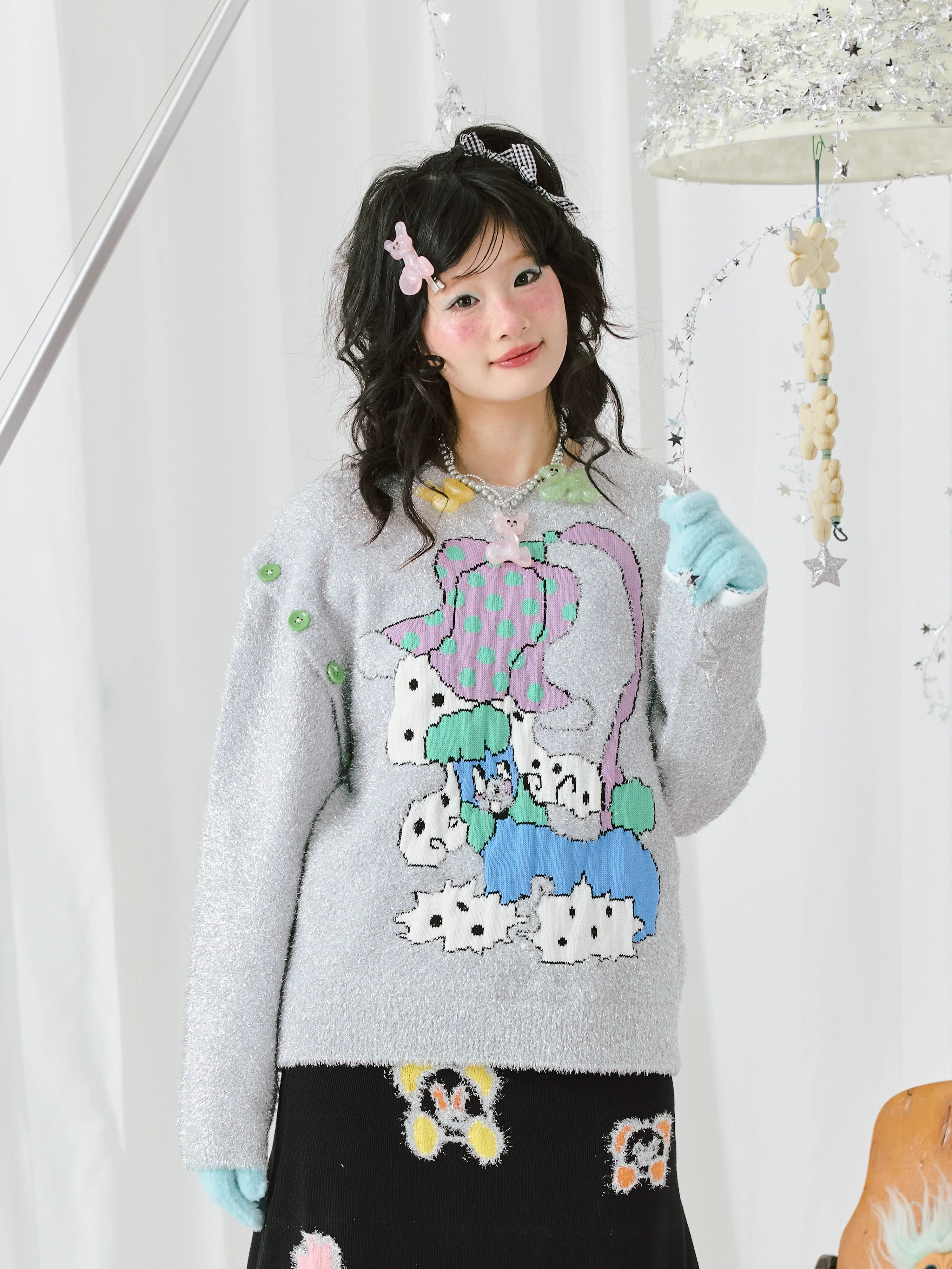 Fairy Tale Knit Sparkle Silver Sweater