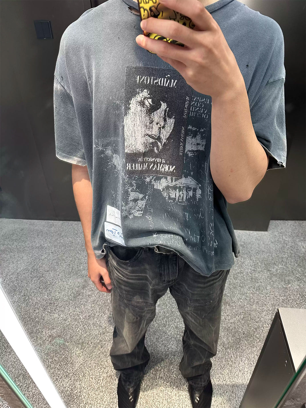 Ice-Wash Portrait Graphic Cotton Tee — product view 3