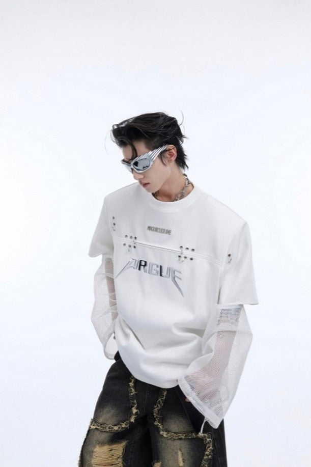Two-Piece Logo Mesh T-Shirt - chiclara