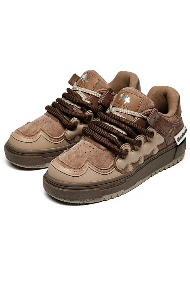 Pattern Platform Sneakers Brown Mocha