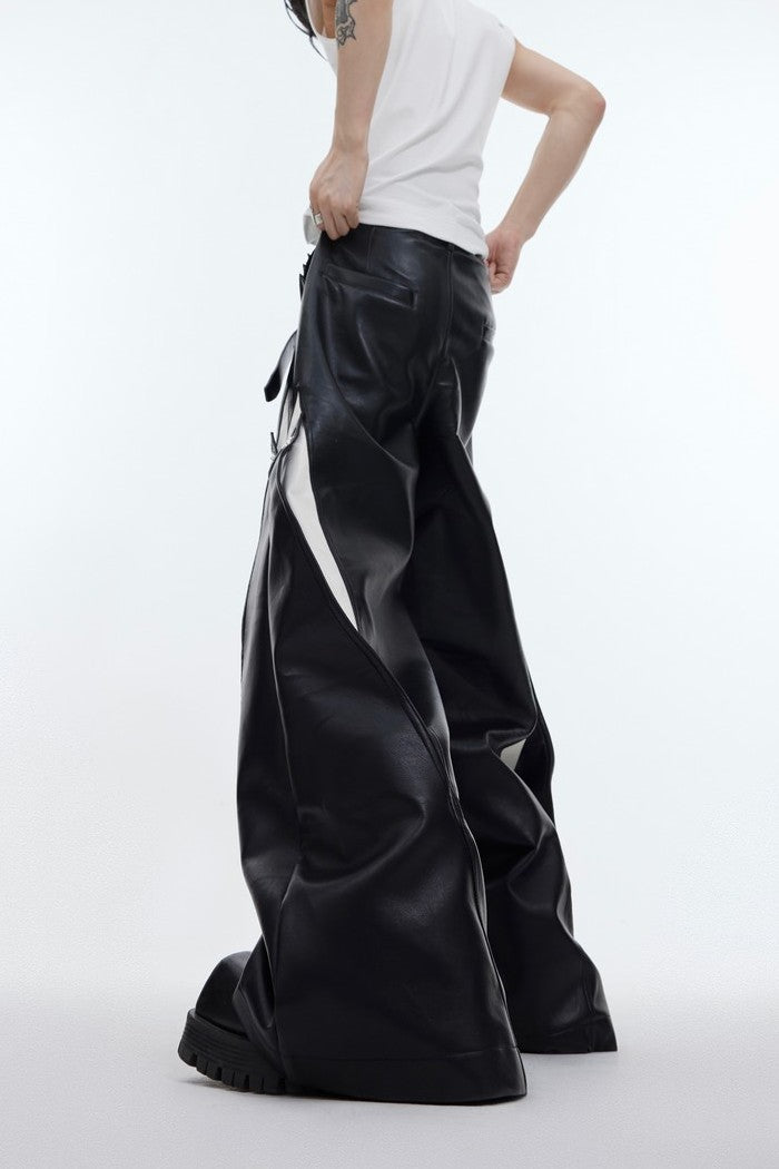 Leather Deconstructed Pants - chiclara