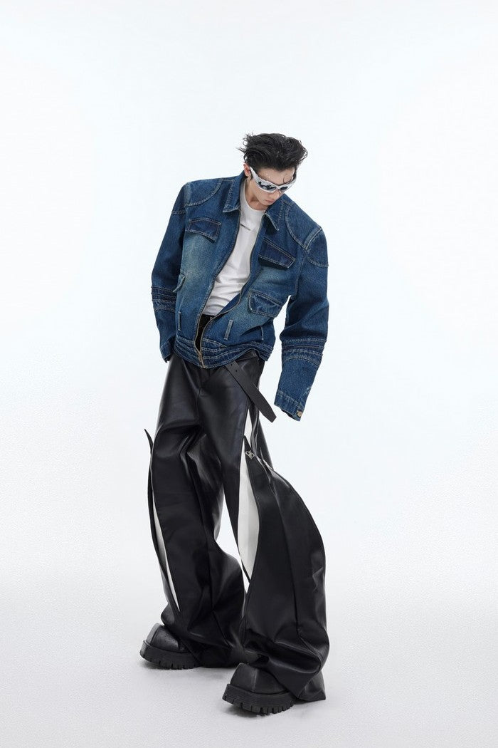 Leather Deconstructed Pants - chiclara