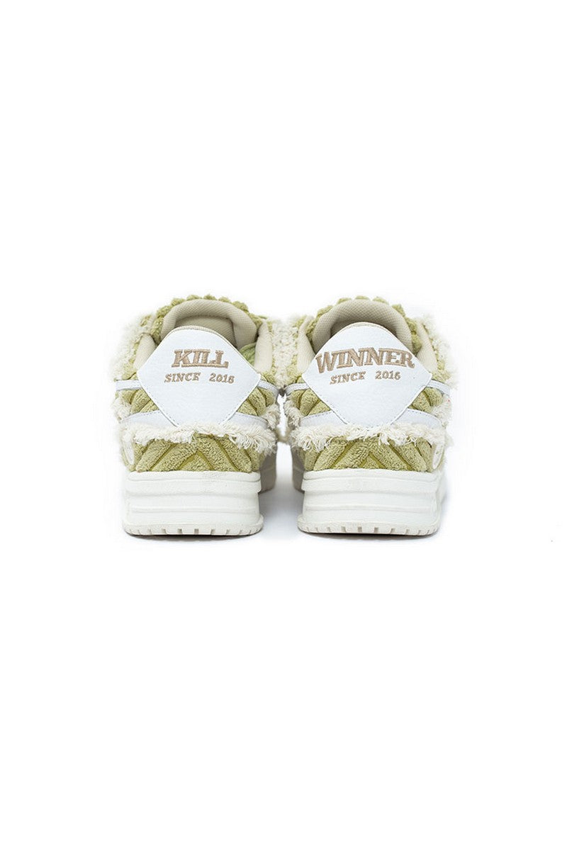 Vintage Corduroy Low-Top Sneakers - Textured Green Casual Shoes
