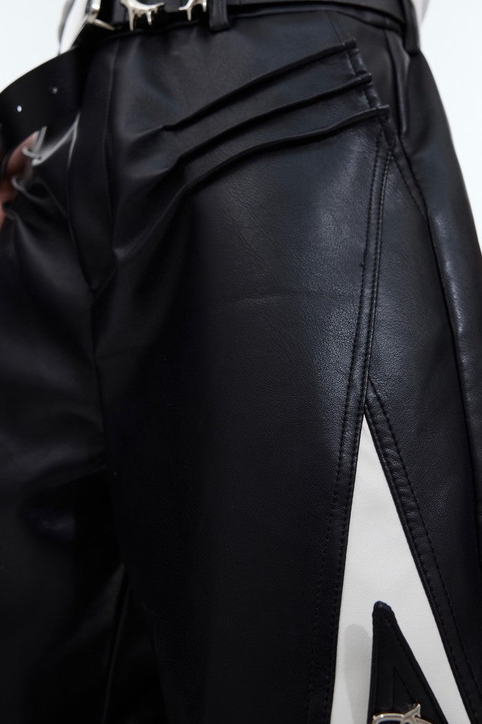 Leather Deconstructed Pants - chiclara