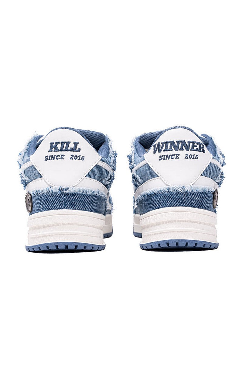Distressed Denim Court Sneakers