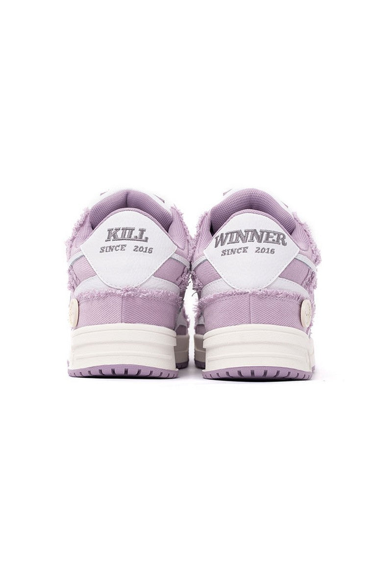 Fuzzy Low-Top Sneakers Lavender White