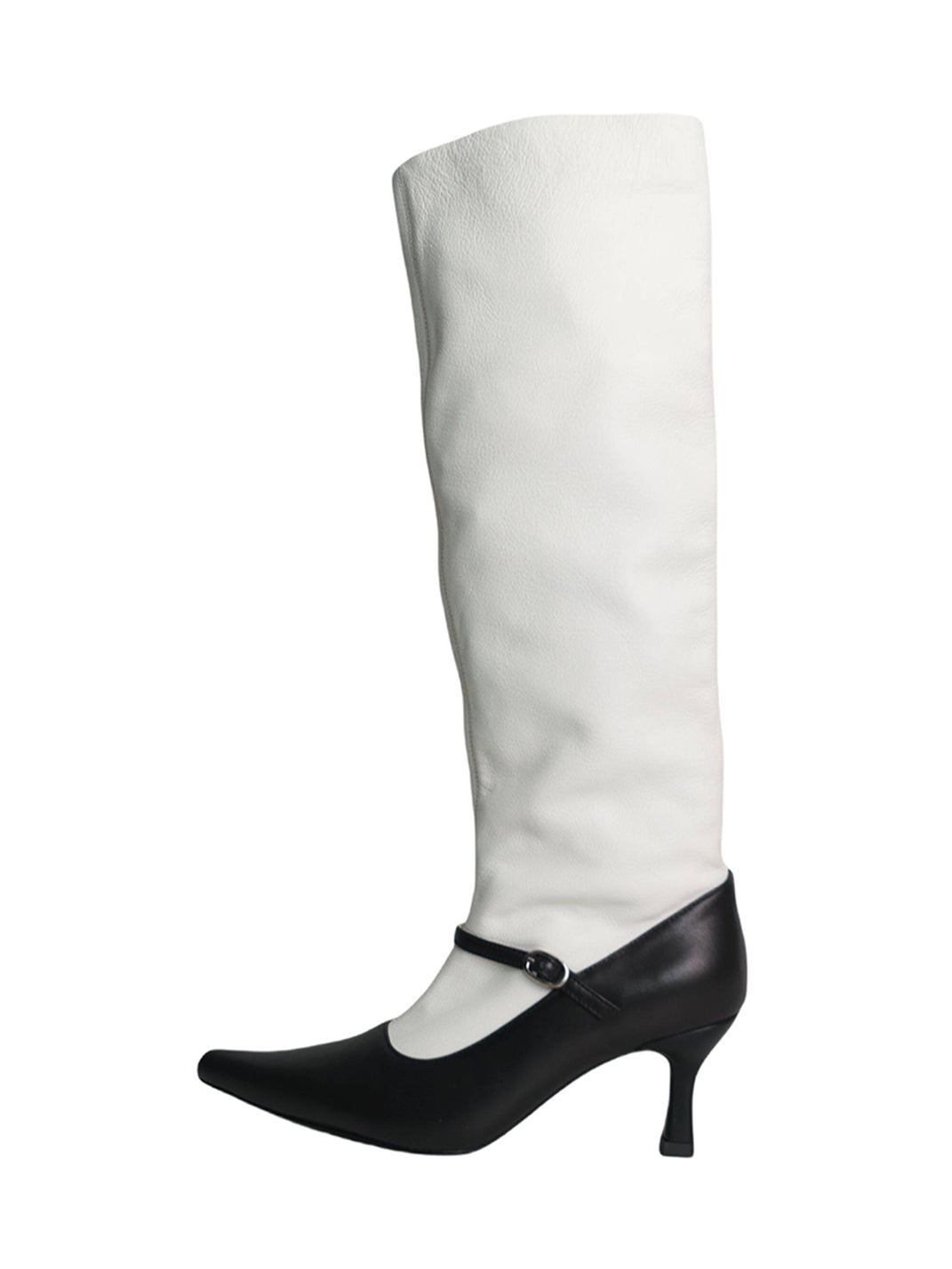 Two-Tone Pointed-Toe Knee-High Boots