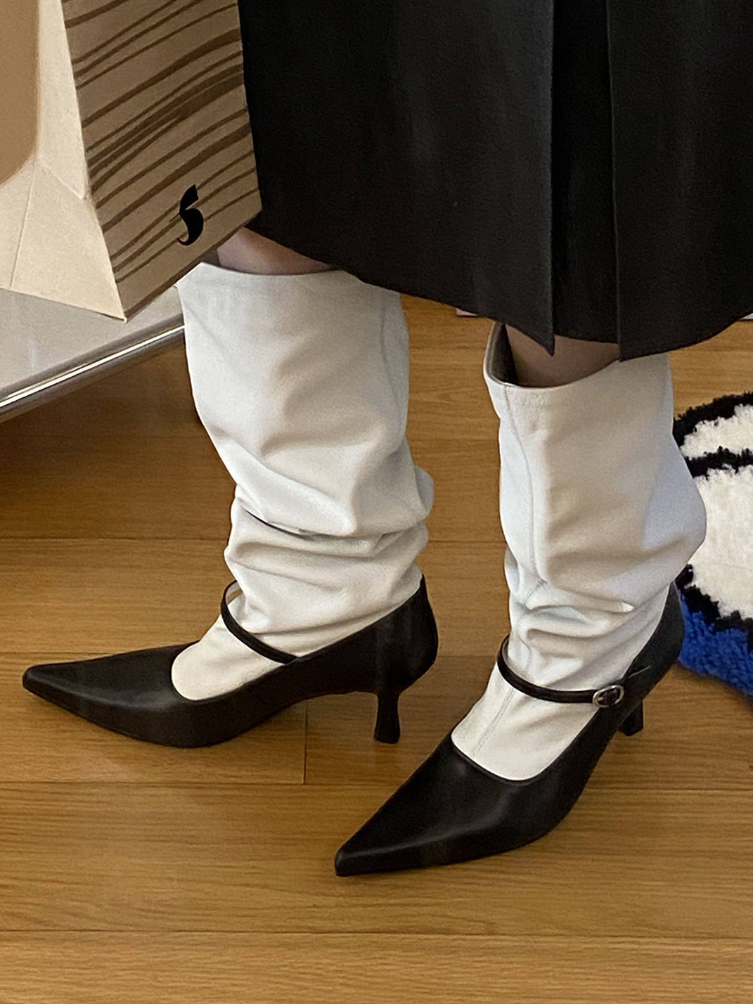 Two-Tone Pointed-Toe Knee-High Boots - View 3