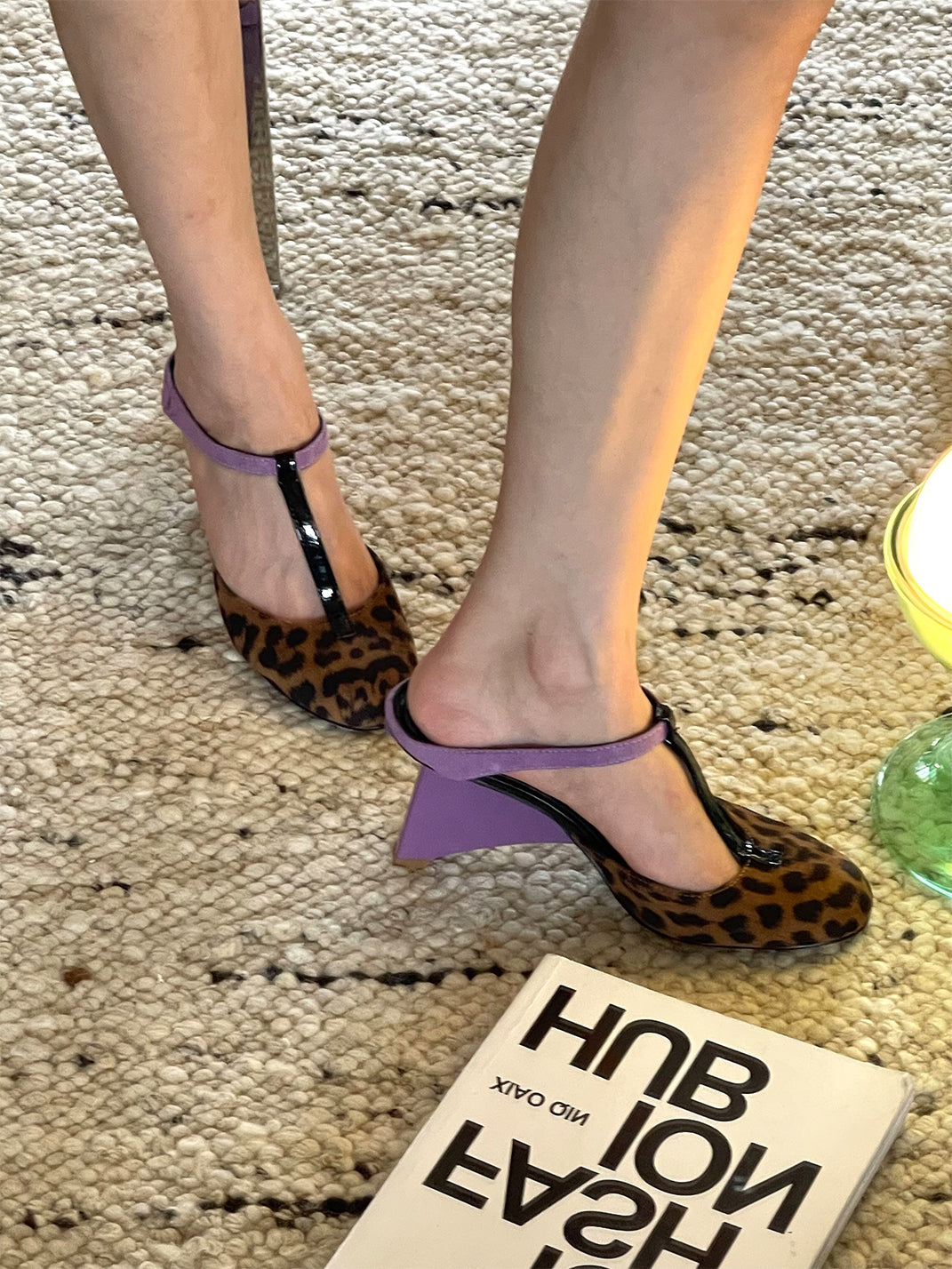 Leopard-Panel Colorblock 8 cm Heeled Mules - View 5
