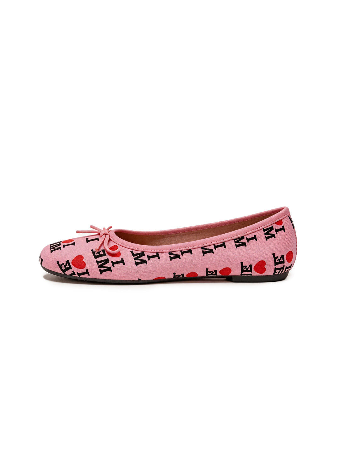 Logo-Print Round-Toe Ballet Flats