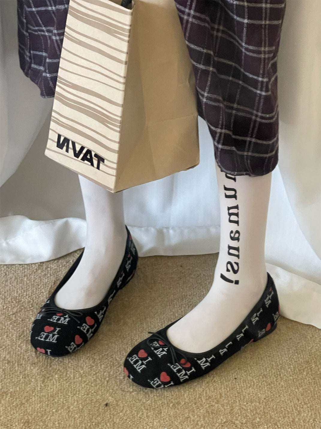 Logo-Print Round-Toe Ballet Flats - View 8