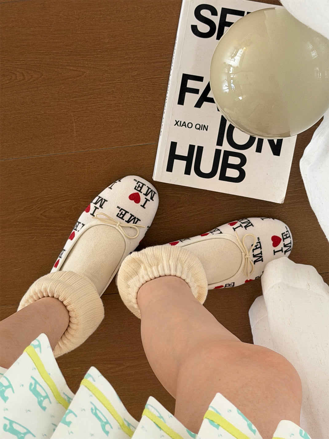 Logo-Print Round-Toe Ballet Flats - View 11