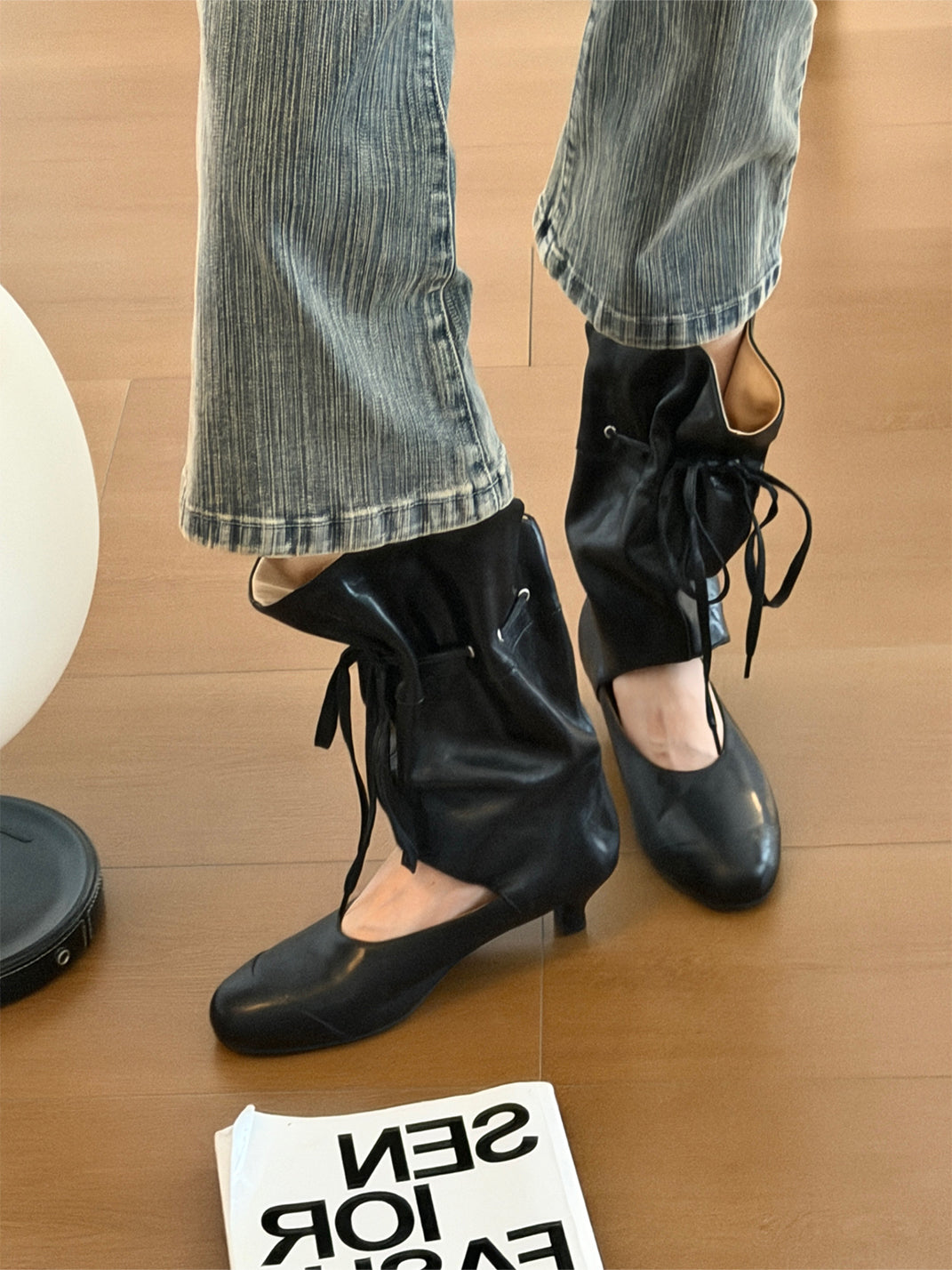 Lace-Up Slouch Leather Sandal Boots - View 2