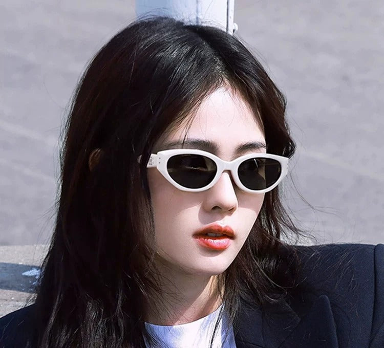 Slim Cat-Eye UV Sunglasses - Ivory