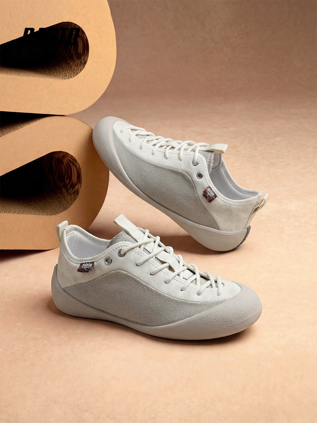 Ivory Mesh-Paneled Canvas Low-Top Sneakers - View 4