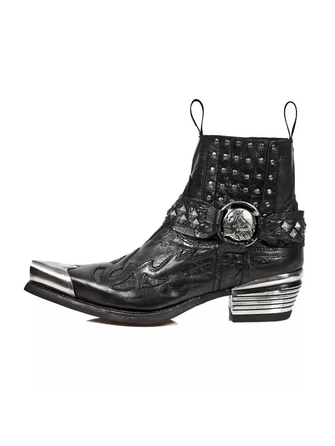 Rivet-Buckle Pointed-Toe Chelsea Boots