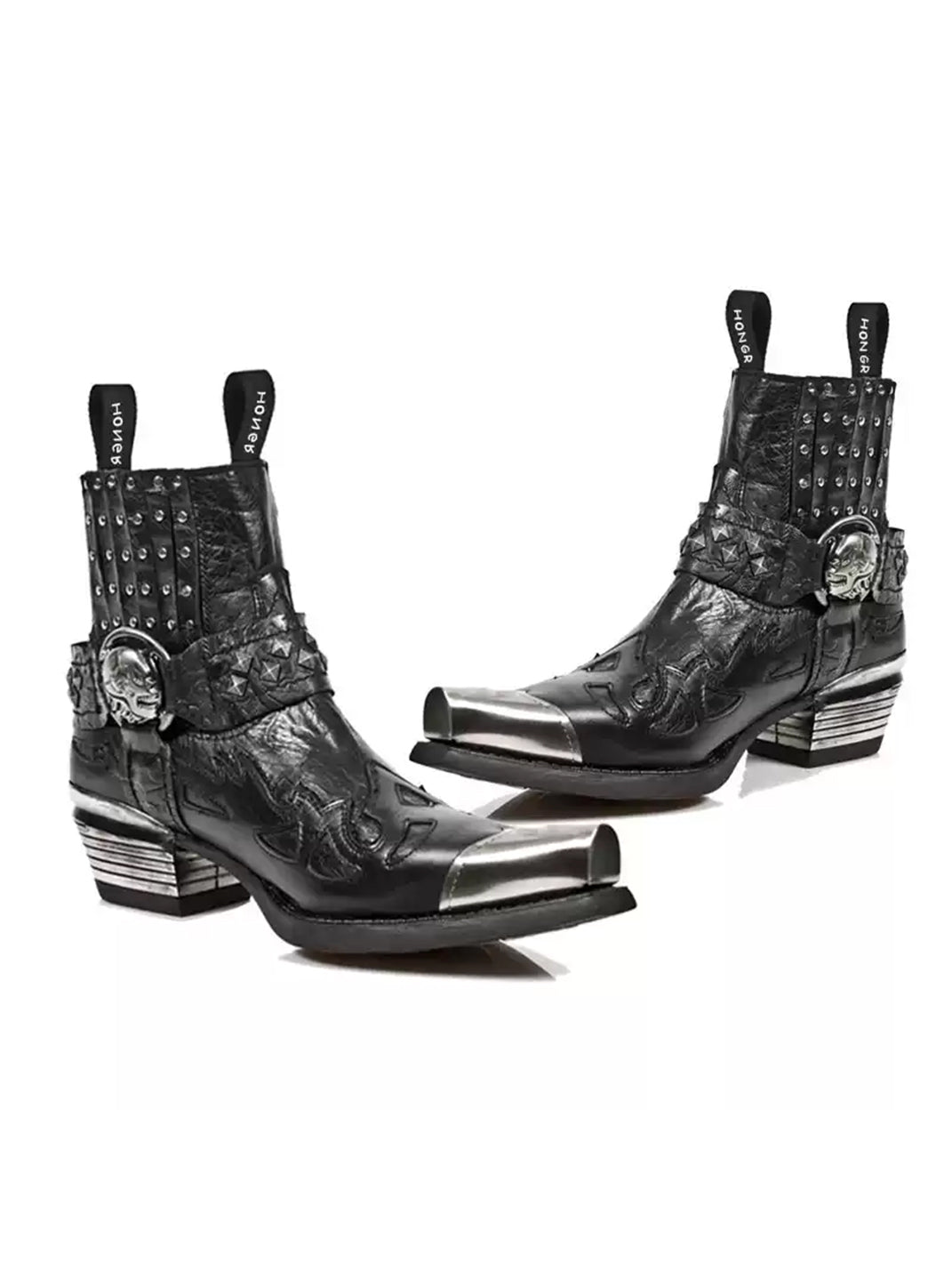 Rivet-Buckle Pointed-Toe Chelsea Boots - View 8