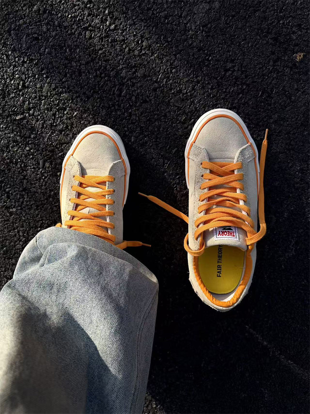 Orange-Laced Colorblock Suede Skate Shoes - View 4