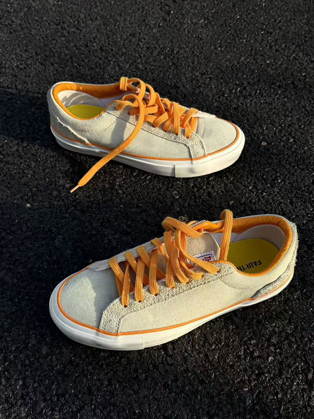 Orange-Laced Colorblock Suede Skate Shoes - View 9