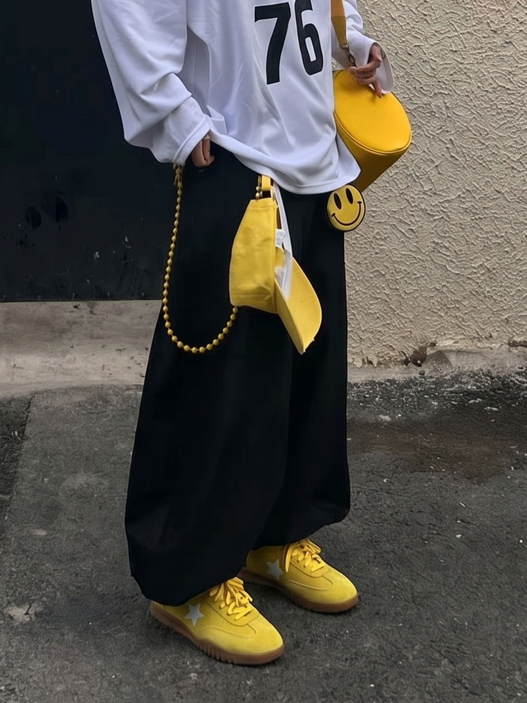 Star-Embroidered Yellow Suede Trainers - View 4