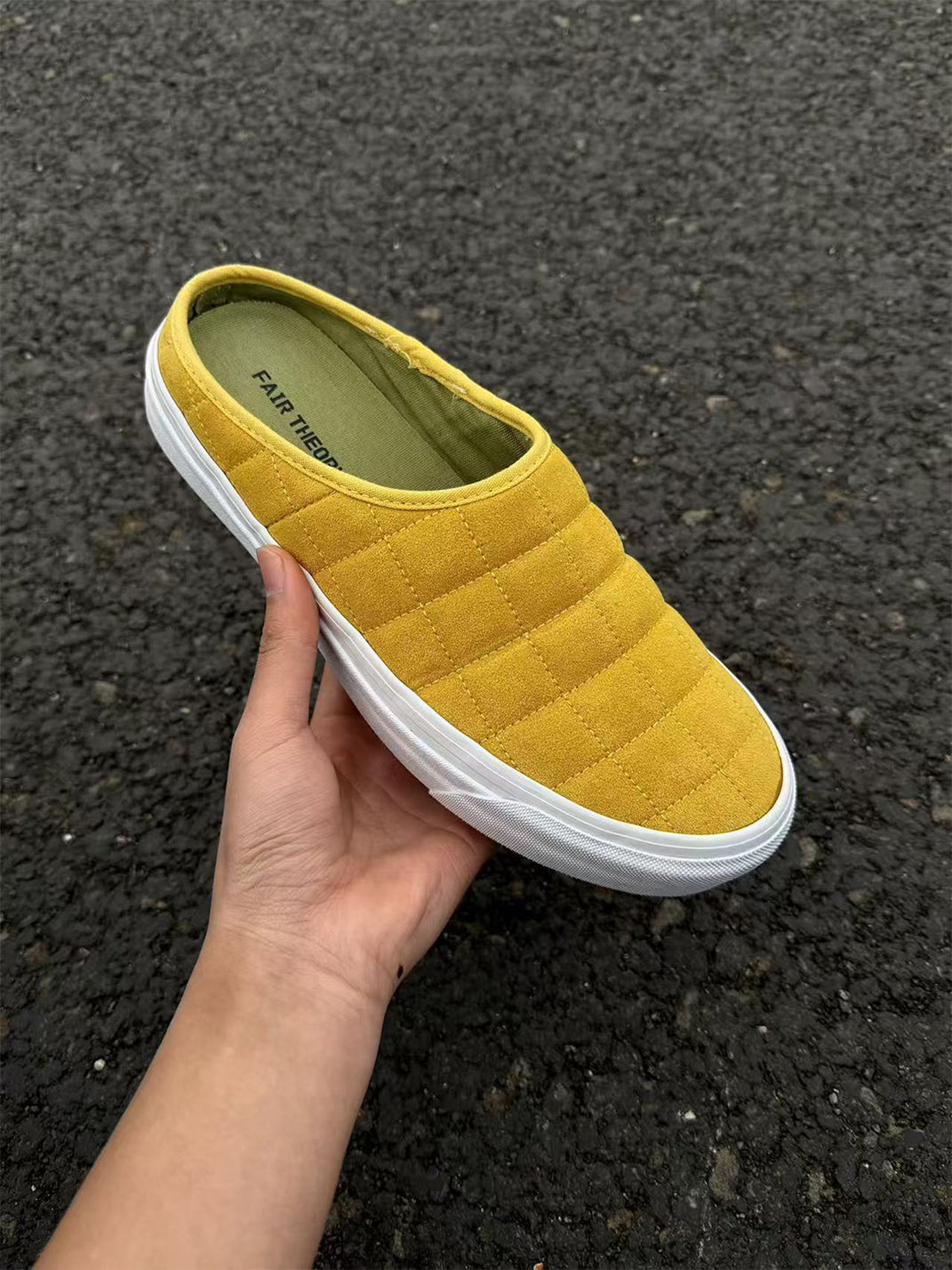 Quilted Yellow Slip-On Sneaker Mules - View 5