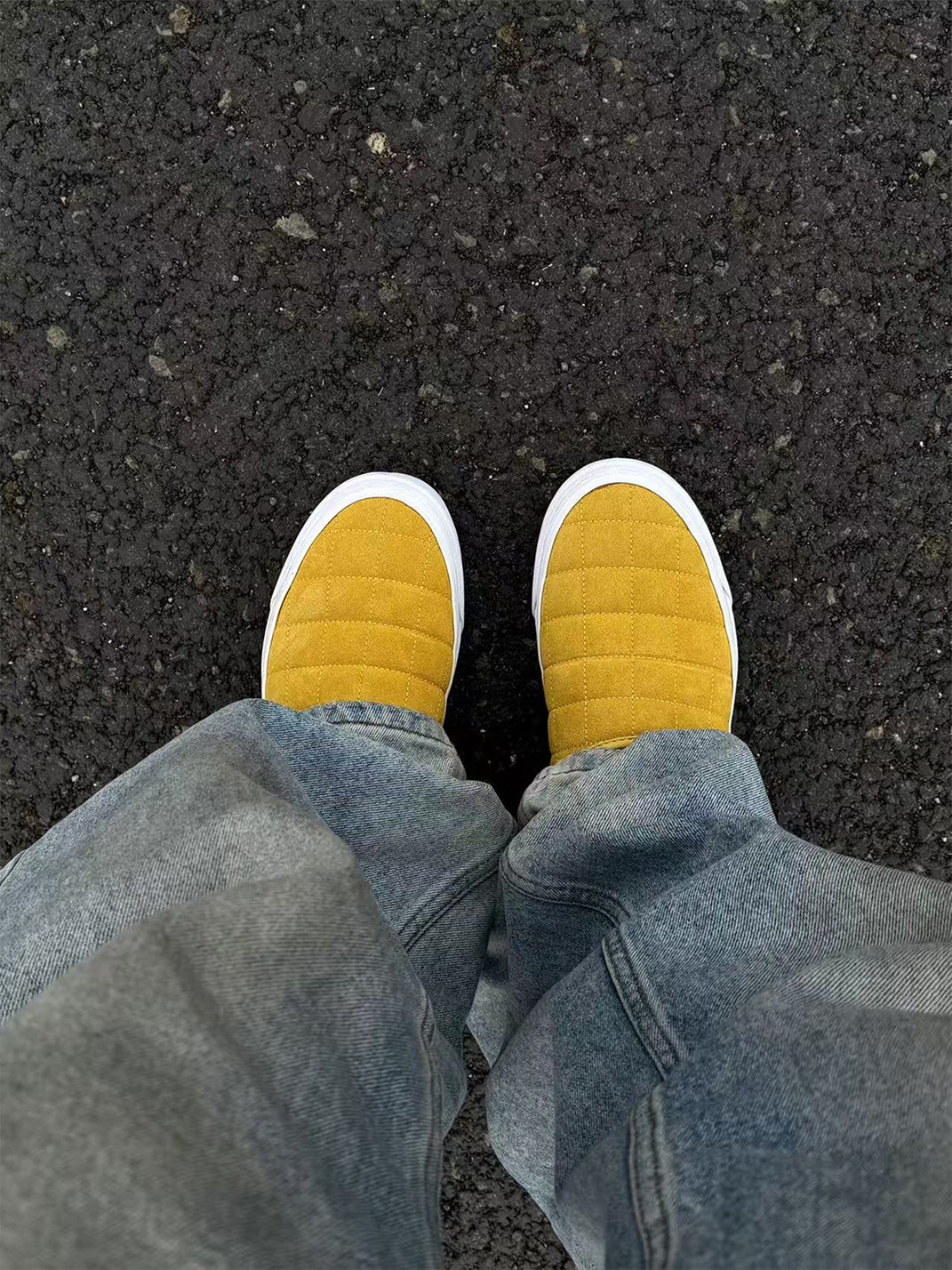 Quilted Yellow Slip-On Sneaker Mules - View 9