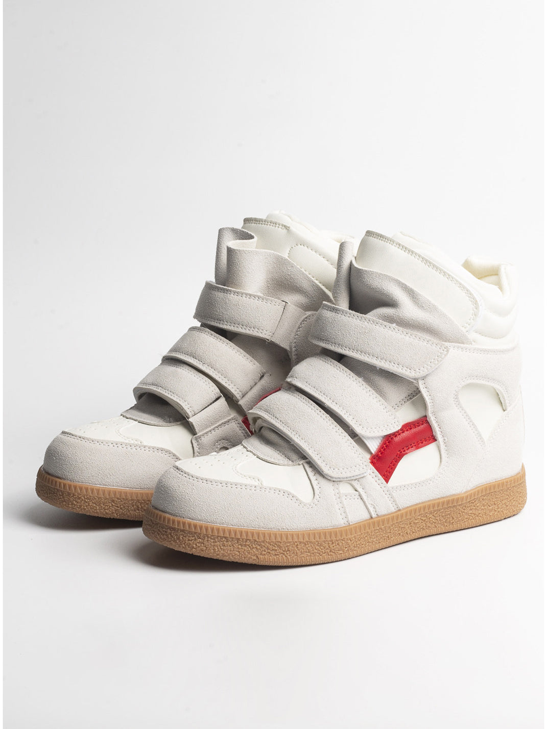 Multi-Strap Hidden-Wedge High-Top Sneakers - View 4