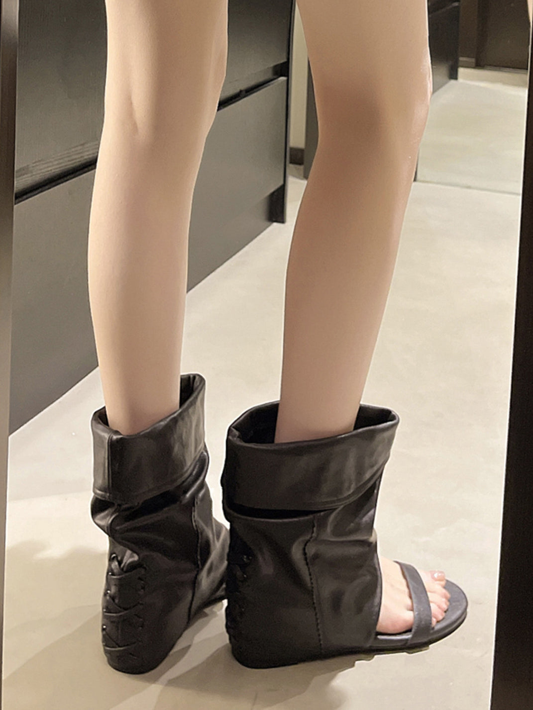 Open-Toe Slouch Ankle Boot Sandals - View 4