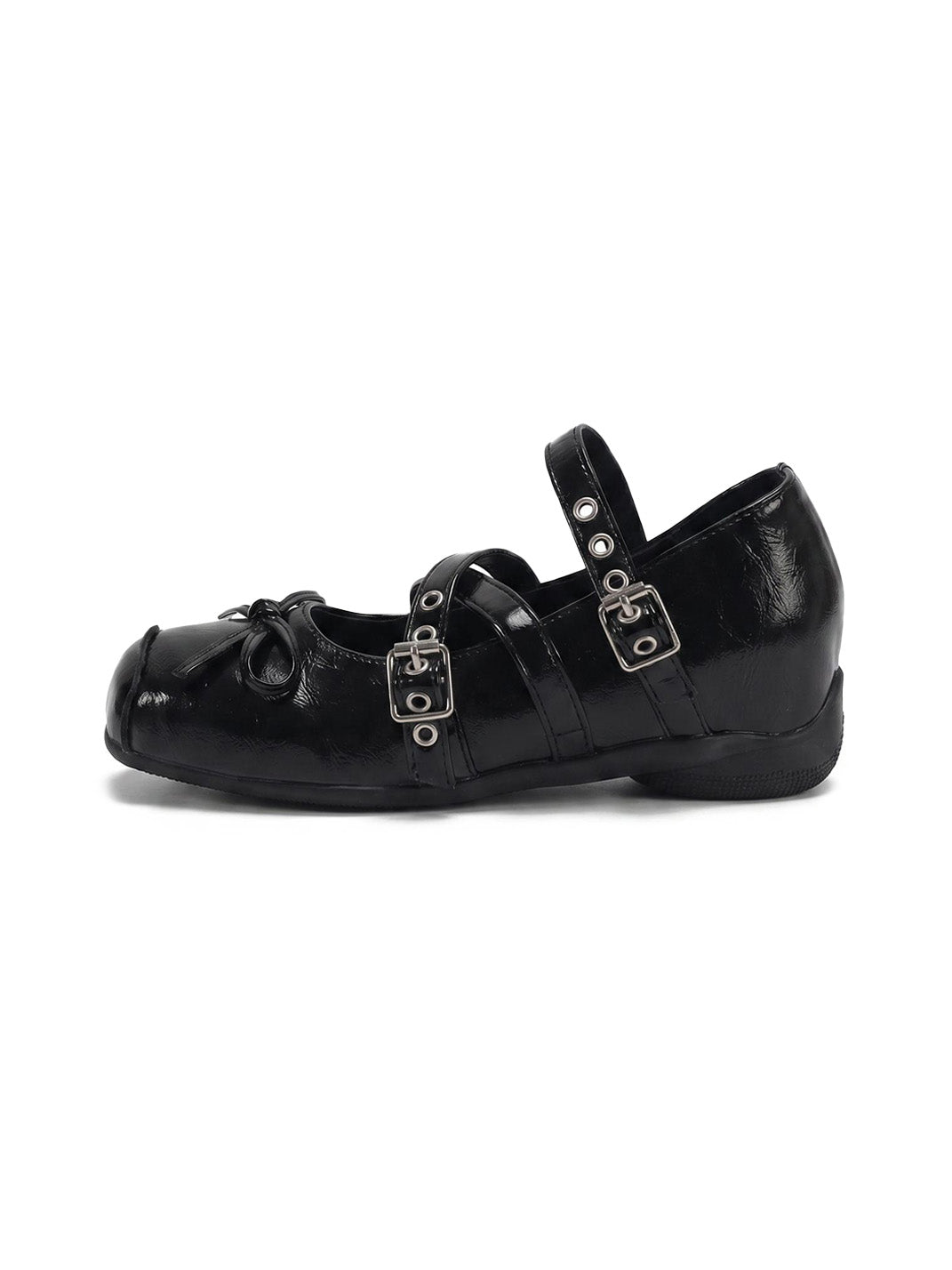 Square-Toe Multi-Strap Leather Mary Janes