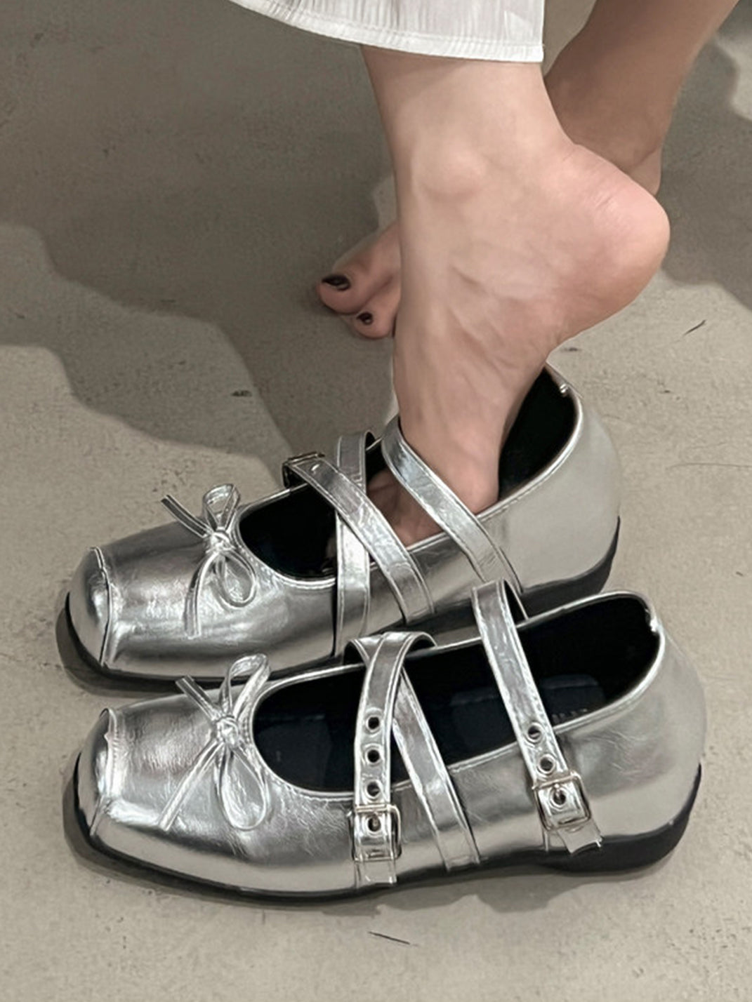 Square-Toe Multi-Strap Leather Mary Janes - View 13