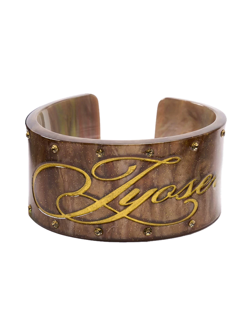 Rhinestone Script Wide Cuff Bracelet