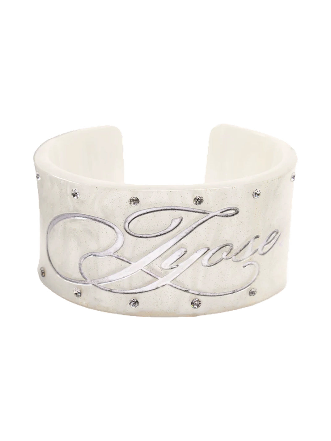 Rhinestone Script Wide Cuff Bracelet - View 8