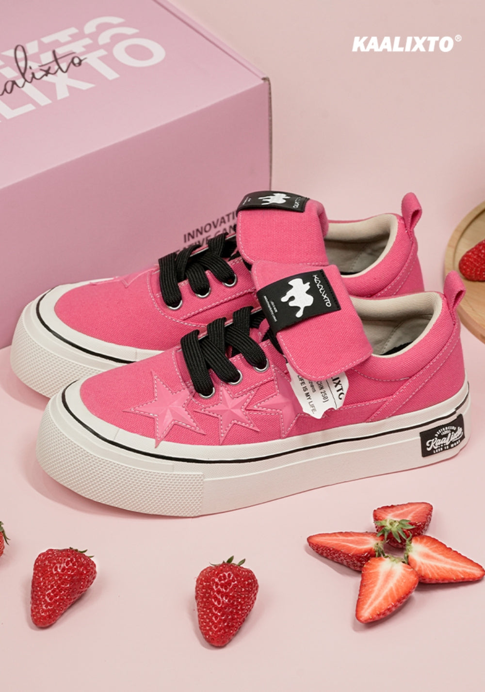 Raspberry Star-Panel Canvas Sneakers - View 10