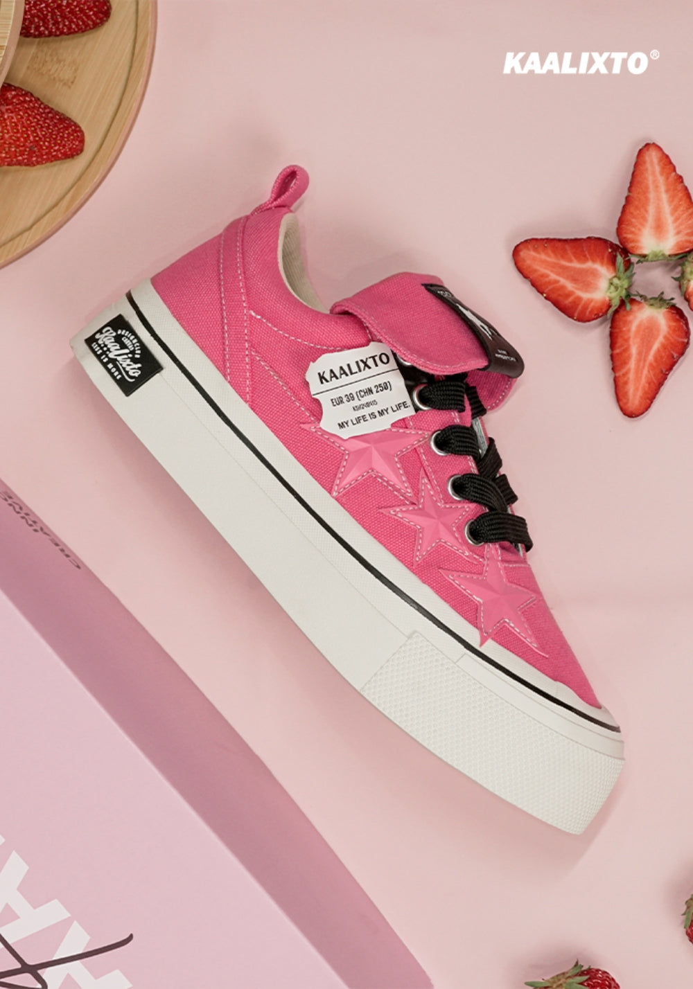 Raspberry Star-Panel Canvas Sneakers - View 11