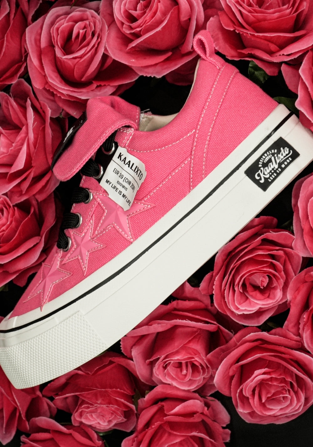 Raspberry Star-Panel Canvas Sneakers - View 17