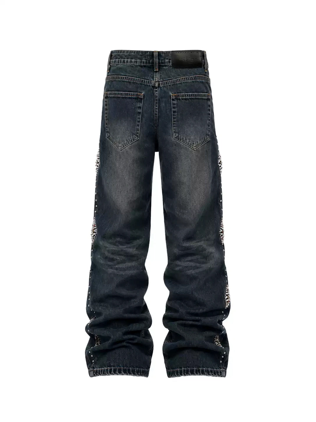 Beaded Side-Trim Washed Straight-Leg Jeans - View 4