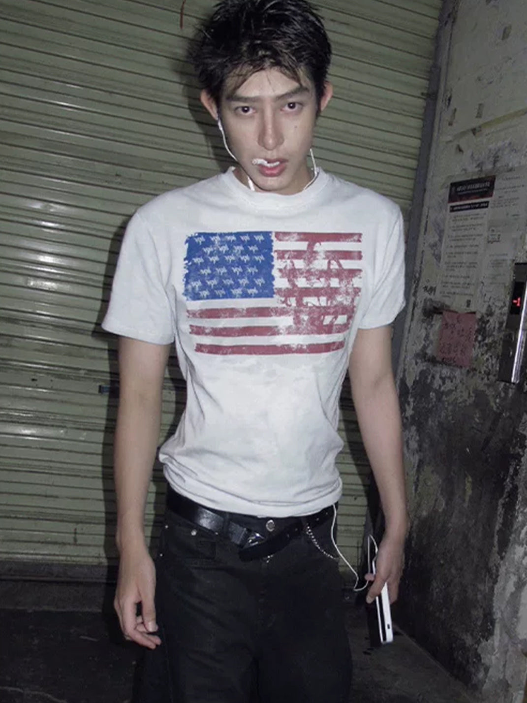 Faded Flag Graphic Cotton T-Shirt - View 4