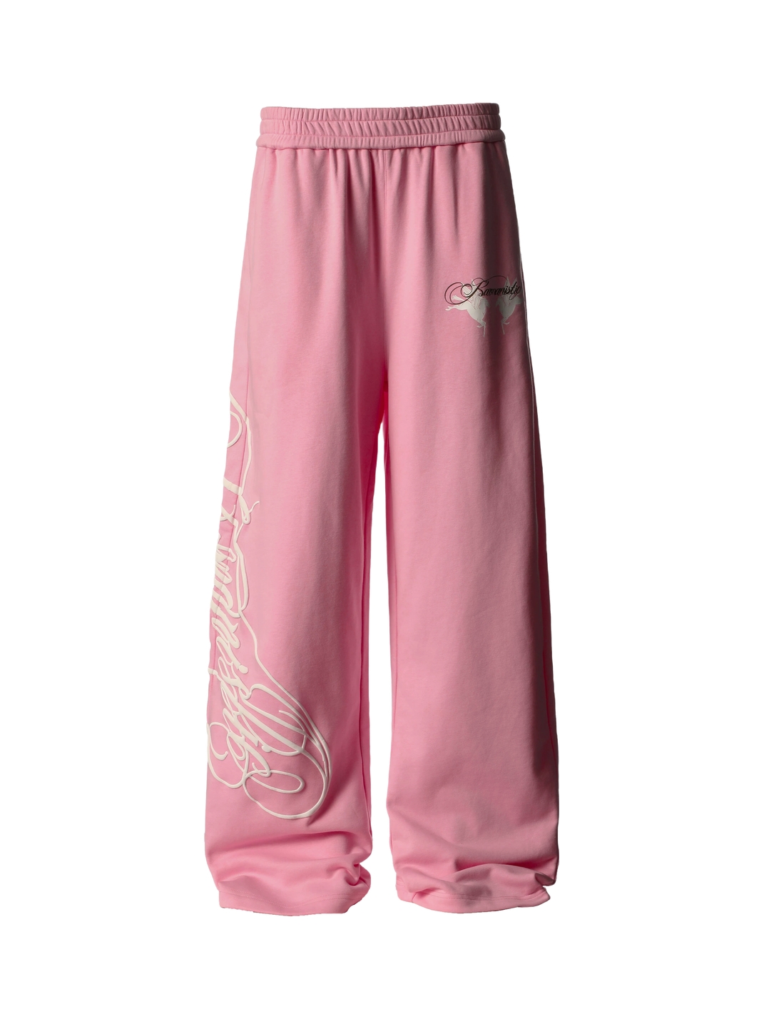 Raised-Graphic Wide-Leg Drawstring Sweatpants - View 4