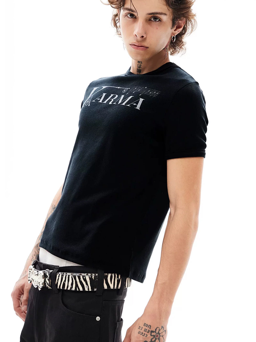 Music-Note Graphic Relaxed Cotton T-Shirt - View 8