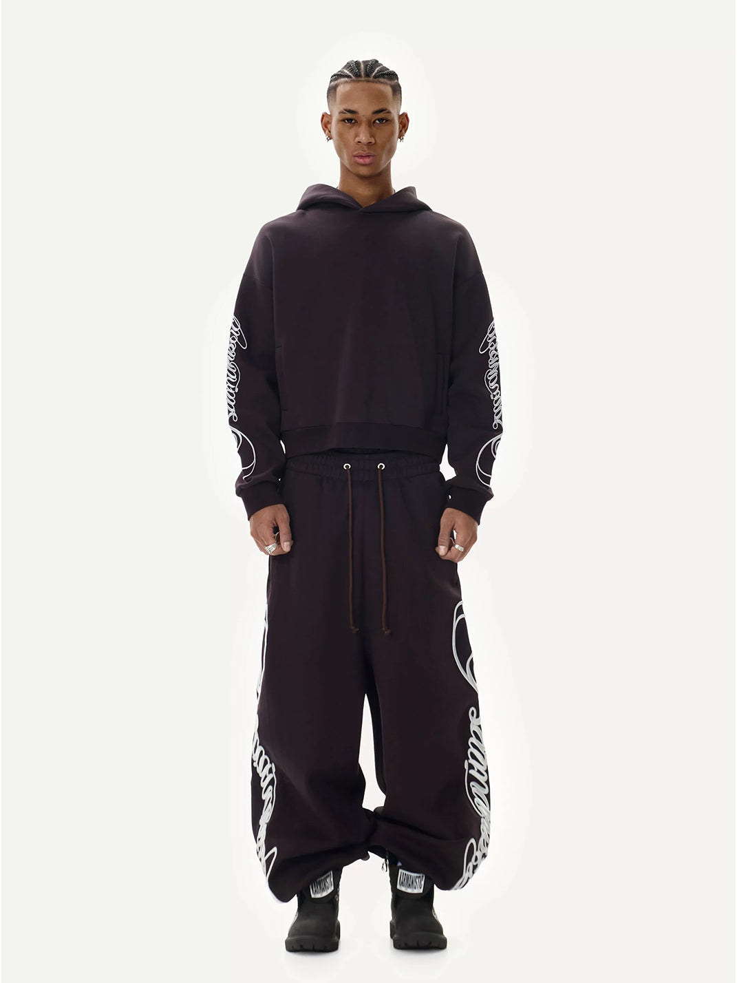Sleeve-Embroidered Relaxed Pullover Hoodie - View 11