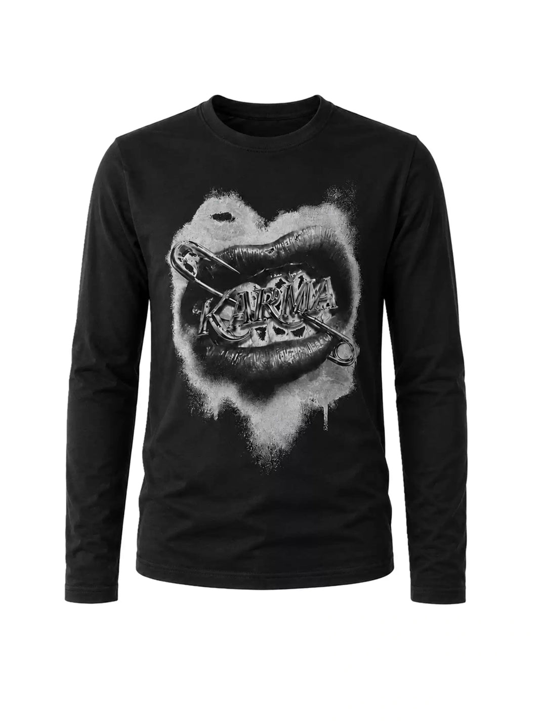 Safety-Pin Lips Slim Long-Sleeve Tee