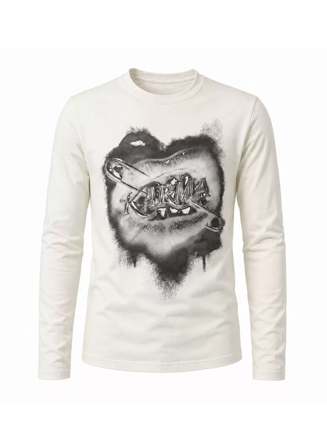 Safety-Pin Lips Slim Long-Sleeve Tee - View 3