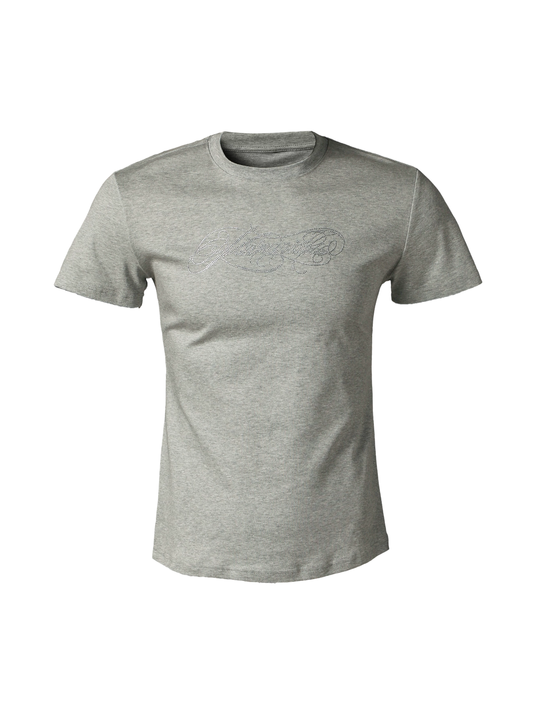 Rhinestone Script Slim-Fit Cotton T-Shirt - View 6