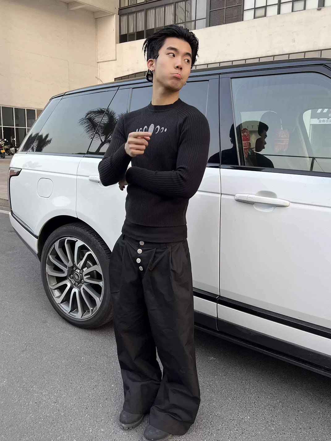 Moon-Phase Slim Ribbed Knit Sweater - View 10