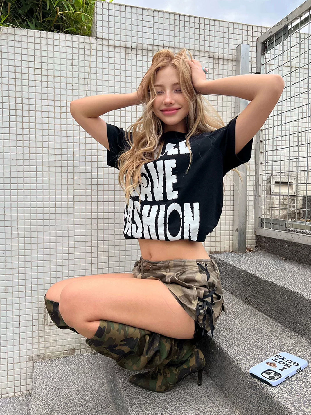 Rhinestone Letter Graphic Relaxed Cotton T-Shirt - View 6