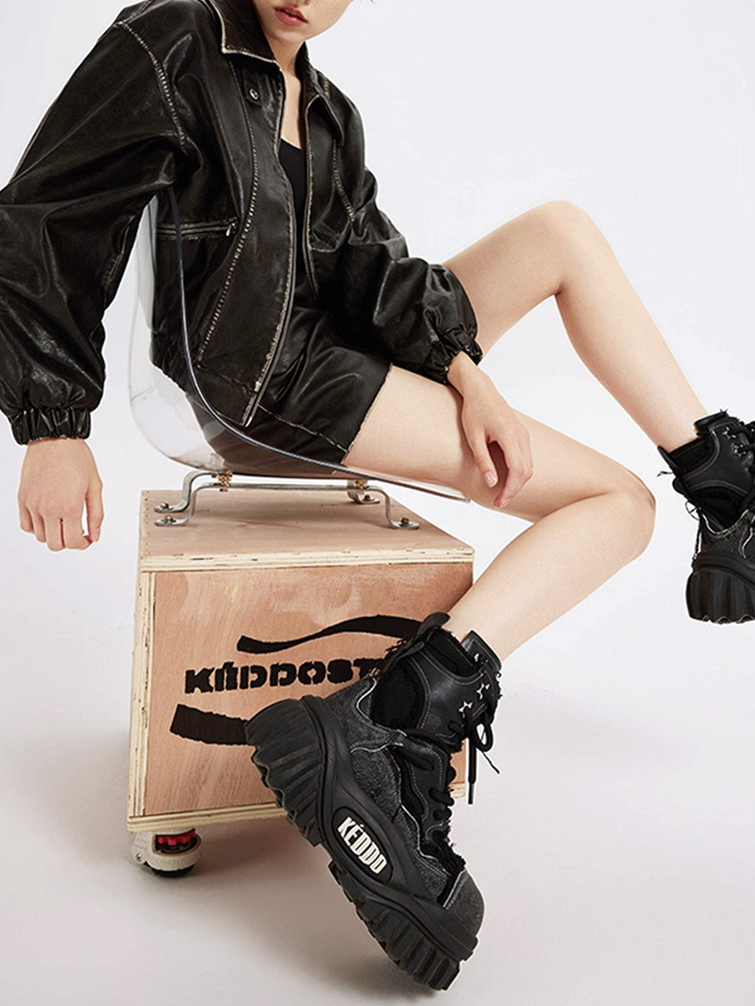 Sculpted-Sole Punk Platform Work Boots - View 2