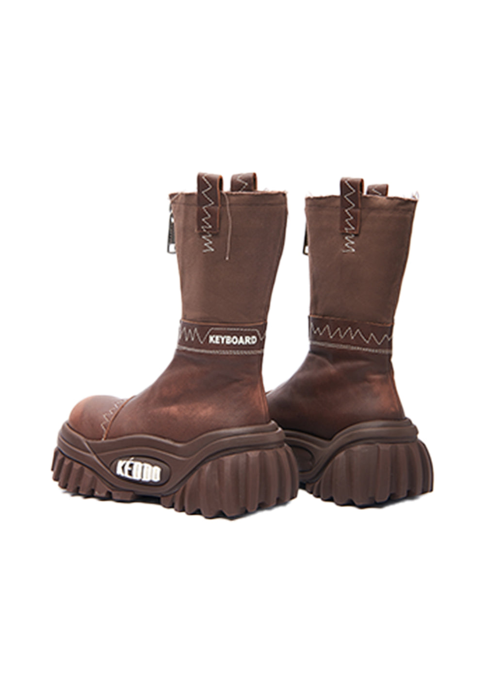 Retro Mid-Calf Chunky Motorcycle Boots - View 6
