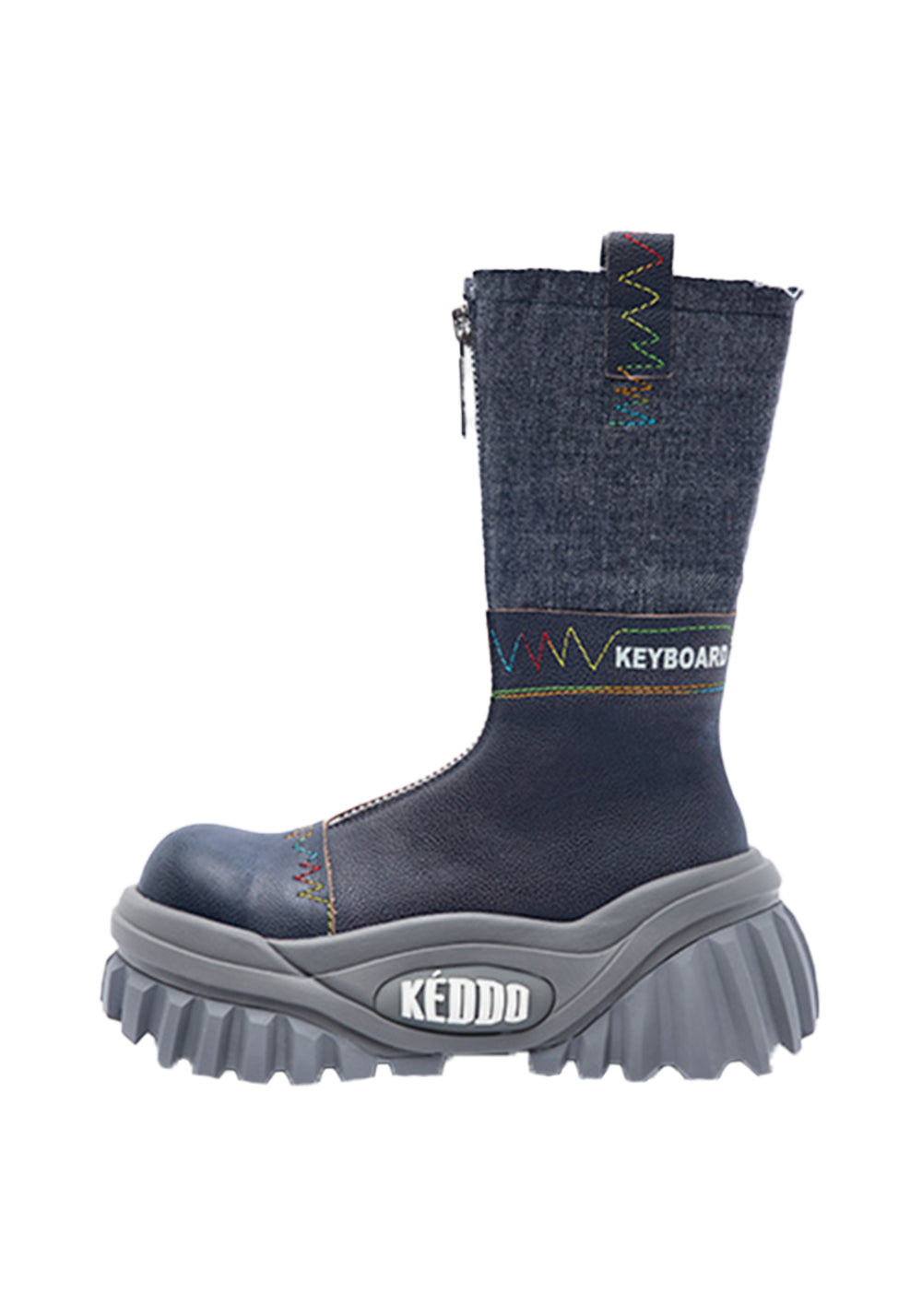 Retro Mid-Calf Chunky Motorcycle Boots - View 8