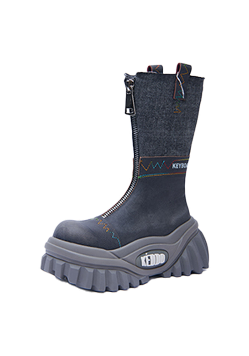 Retro Mid-Calf Chunky Motorcycle Boots - View 9