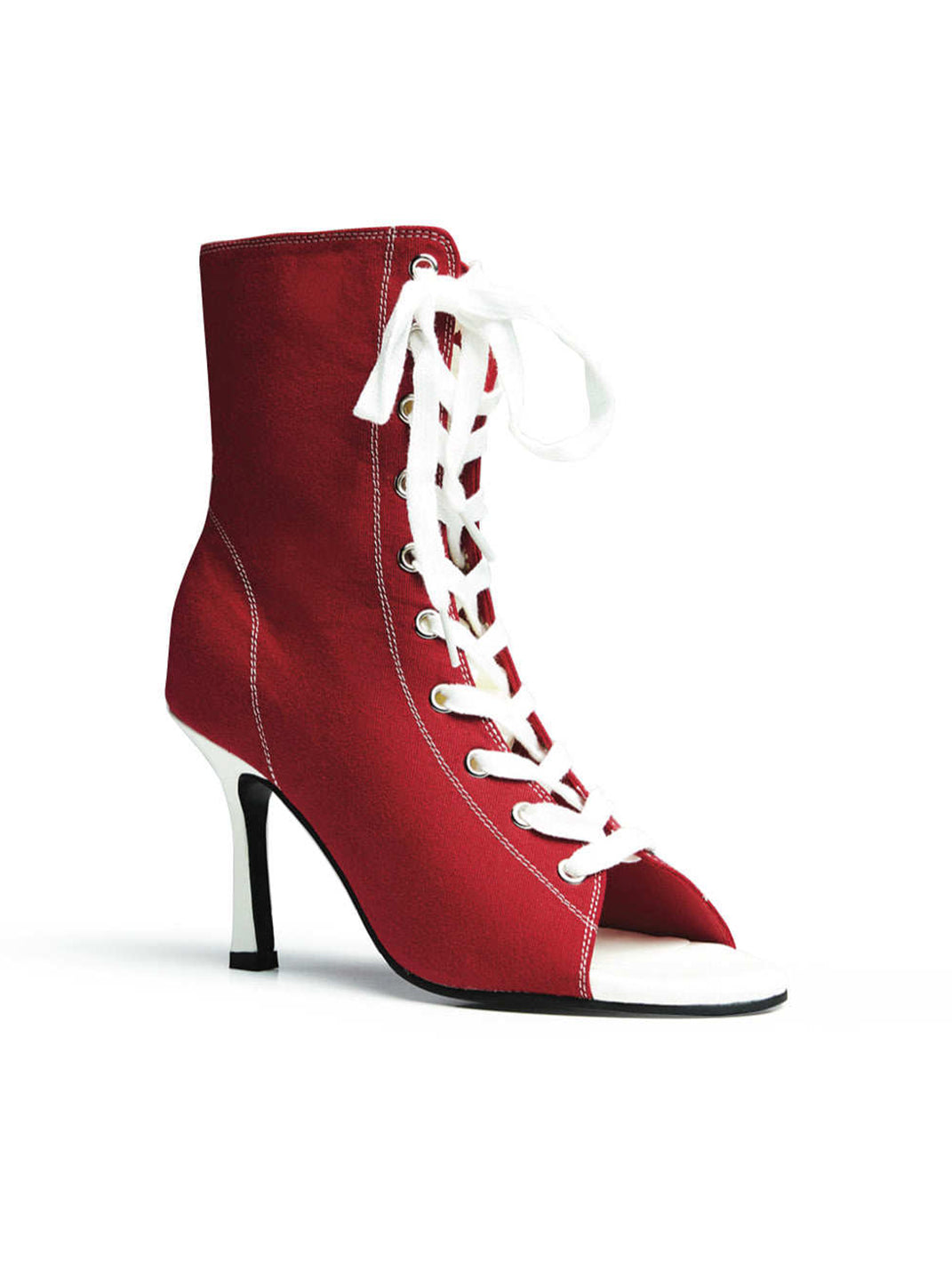 Lace-Up Peep-Toe Stiletto Ankle Boots - View 6